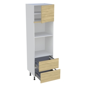 Colonne cuisine 1 porte, 2 casseroliers H.216,6 cm x L. 60 cm - Chêne clair
