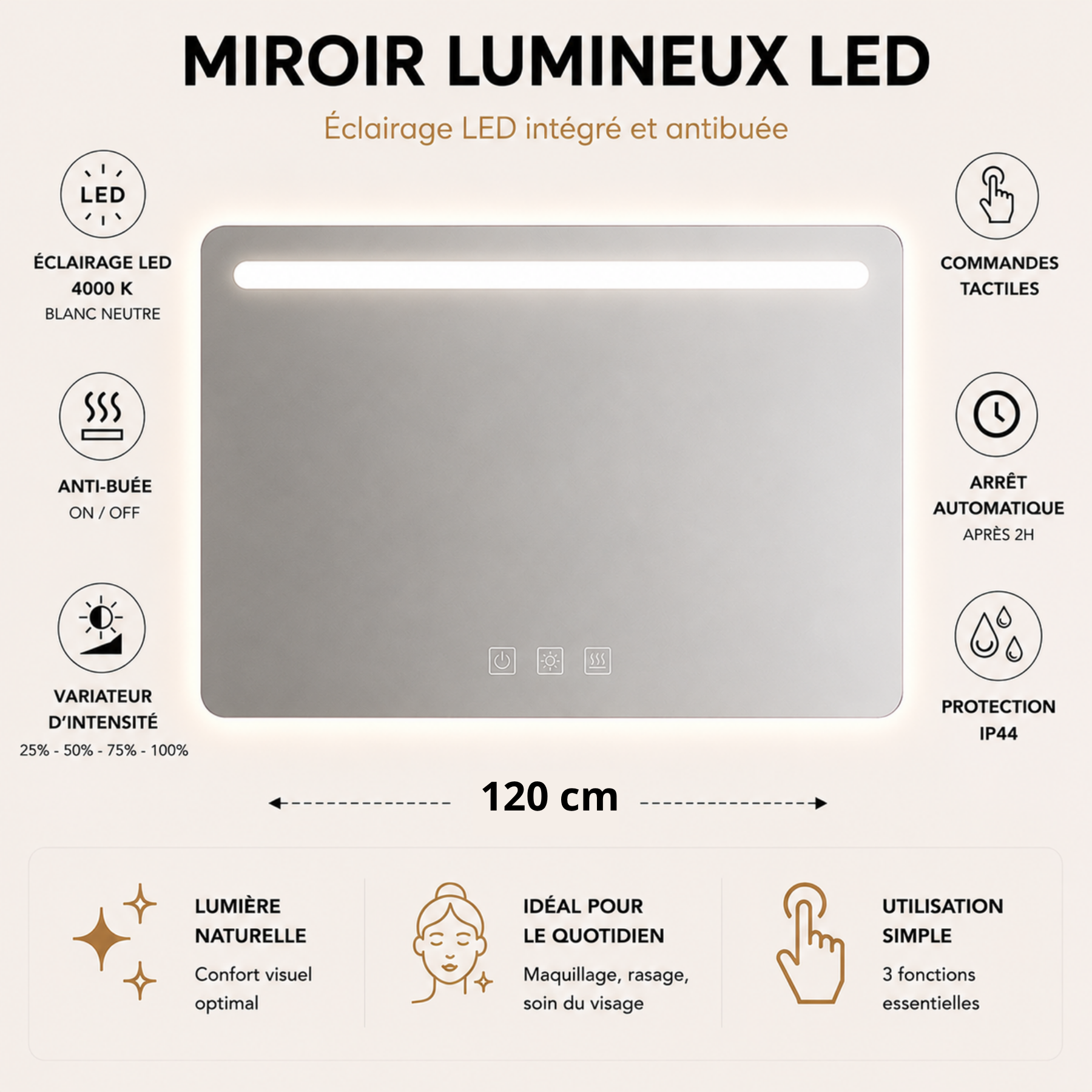 Meuble de salle de bain suspendu 120 cm 2 tiroirs avec vasque céramique - Lin Mat