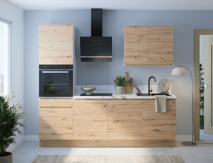 Modèle Chêne Naturel Sans Poignée – Cuisine en I