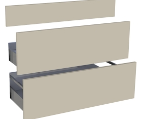 1x Kit façade meuble cuisine Beige Mat 1 faux tiroir, 2 casseroliers H. 71,7 cm L. 89,7 cm