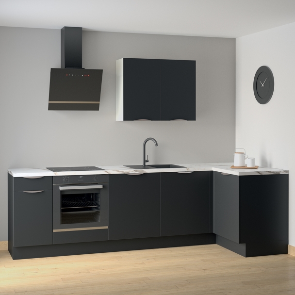 Cuisine complète en angle Noir mat 280 cm 