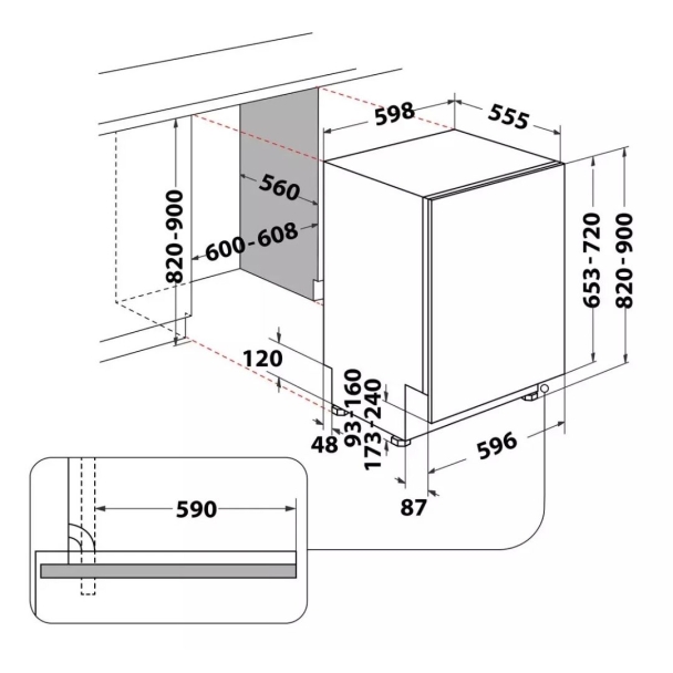 Lave-vaisselle tout intégrable 60 cm - Whirlpool W2IHKD526A
