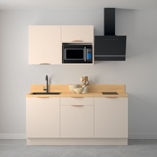 Cuisine complète Lin mat 180 cm avec meuble micro-ondes