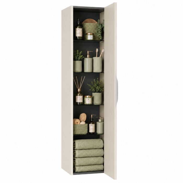 Meuble de salle de bain suspendu 80 cm 2 tiroirs avec vasque céramique - Lin Mat