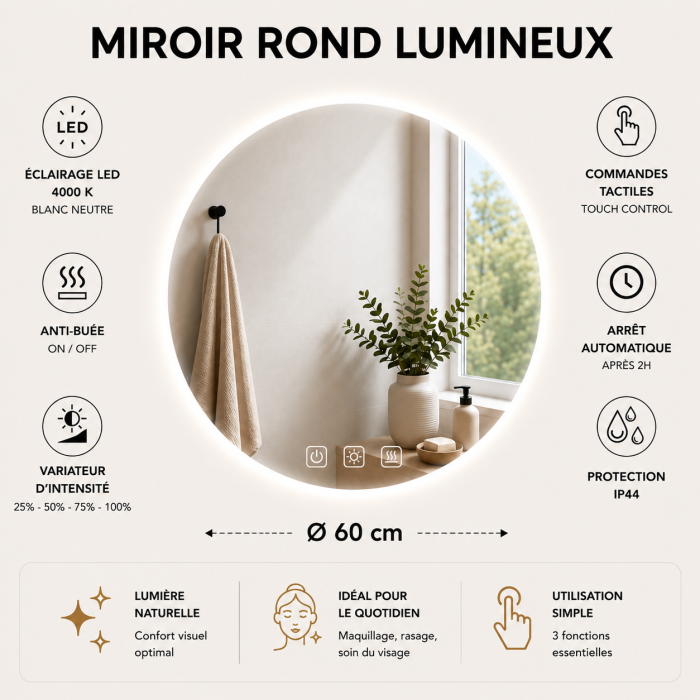 Meuble de salle de bain suspendu 60 cm 2 tiroirs avec vasque céramique - Chêne Structuré - Avec colonne et miroir