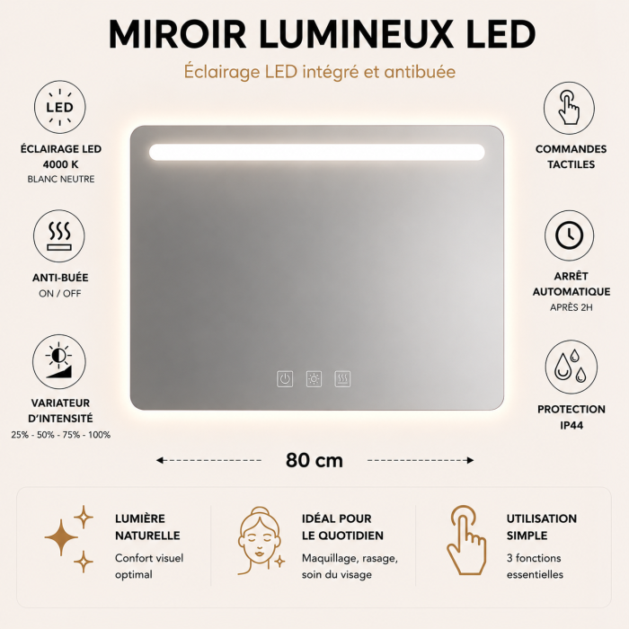 Meuble de salle de bain suspendu 80 cm 2 tiroirs avec vasque céramique - Noyer foncé - Avec miroir