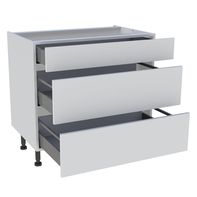 Meuble bas passe mains cuisine 90 cm avec 3 tiroirs casseroliers